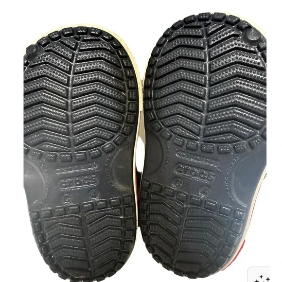 Crocs Toddler Baby Sandals Navy White Red Size C4 Toddler 4 - Picture 4 of 4